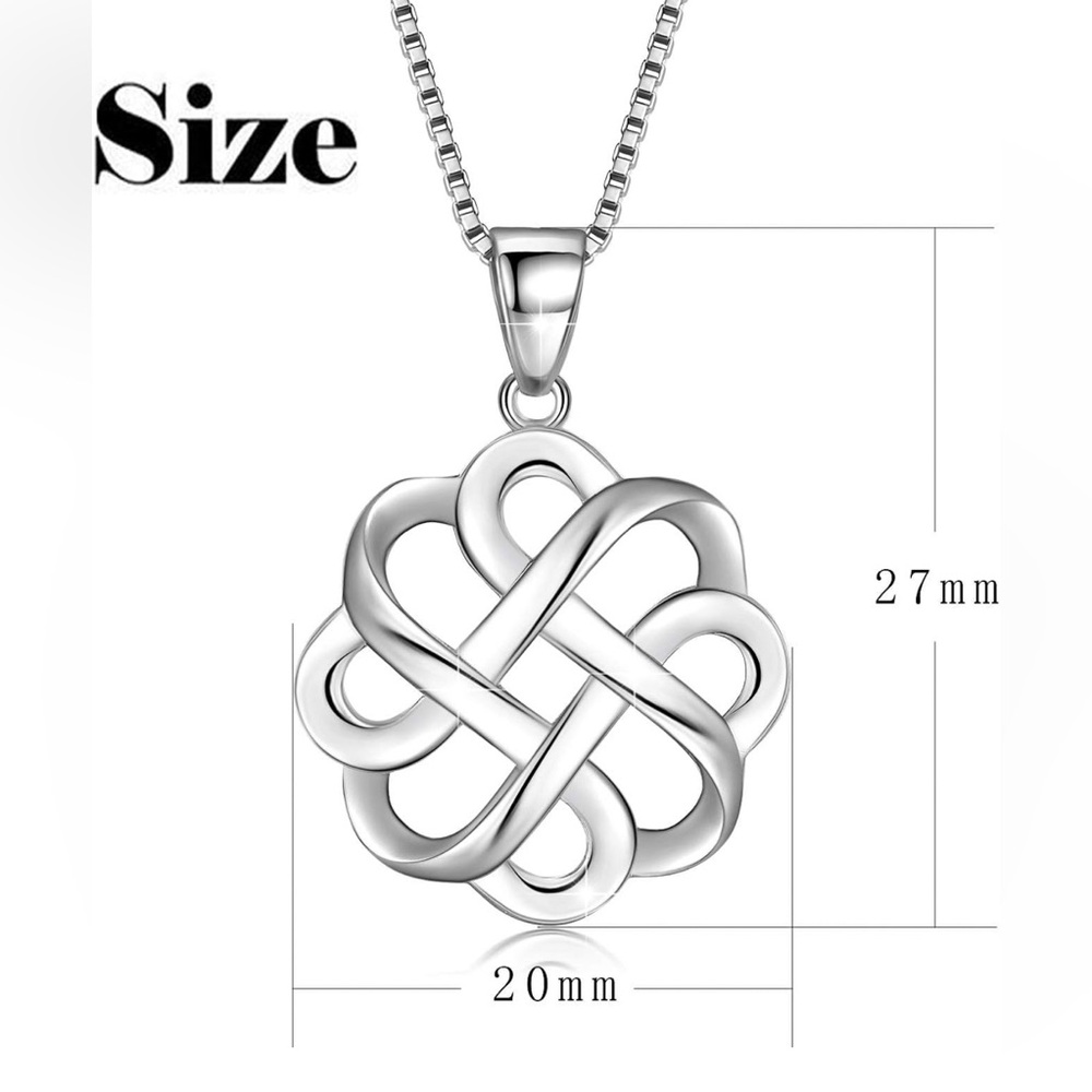 #88 | 925 Sterling Silver Good Luck Polished Celtic Knot Cross Pendant Necklace - Picture 4 of 5